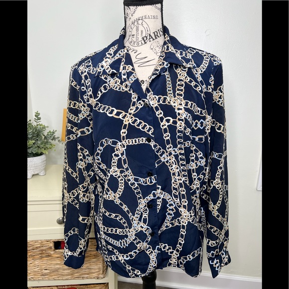 DonnKenny Long Sleeve Nautical Top - Picture 1 of 6
